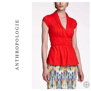 Anthropologie Ett:Twa XS V-Neck Basketweave Tee